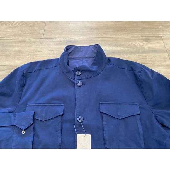 Peter Millar Stowe Reversible Wool Blend Mens XL Navy Blue Safari Jacket - Picture 2 of 10